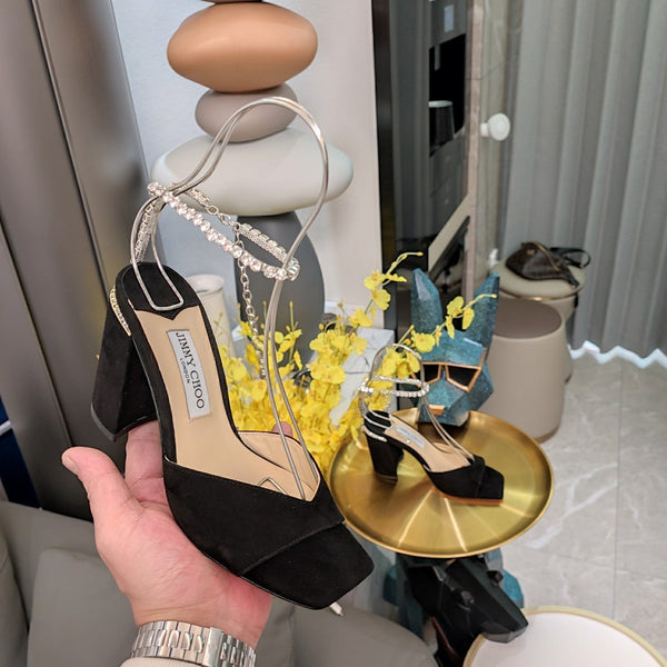 Jimmy 25 Saeda 85mm Sandals Black Suede 240083