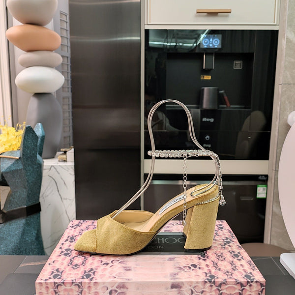 Jimmy 25 Saeda 85mm Sandals Corn Yellow Velvet 240085