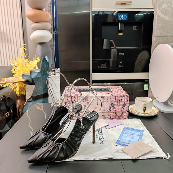 Jimmy 25 Slingback Pump Black Sheepskin 240091