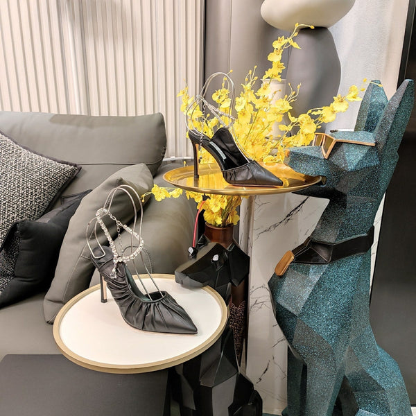 Jimmy 25 Slingback Pump Black Sheepskin 240091