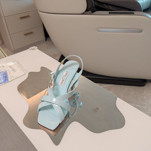 Jimmy 25 Jess Sandals Baby Blue Patent Leather 240099