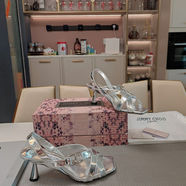 Jimmy 25 Jess Sandals Silver Patent Leather 240100