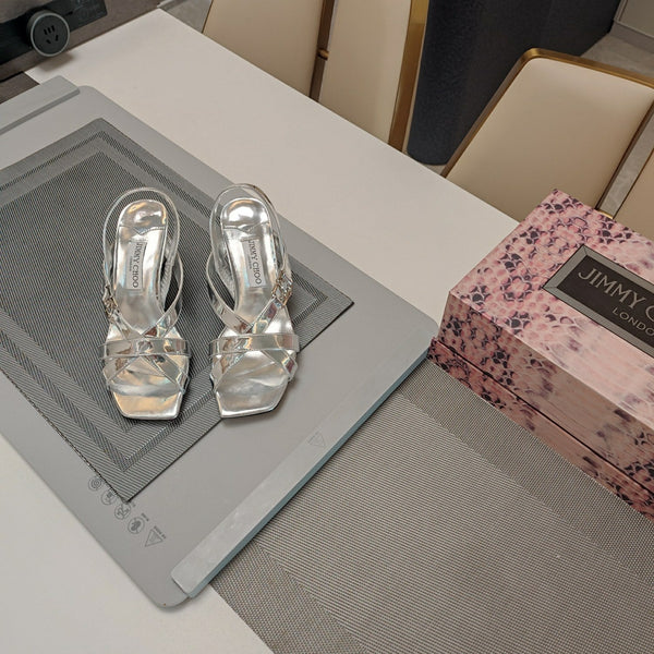 Jimmy 25 Jess Sandals Silver Patent Leather 240100