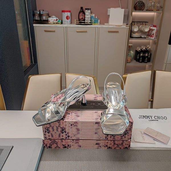 Jimmy 25 Jess Sandals Silver Patent Leather 240100
