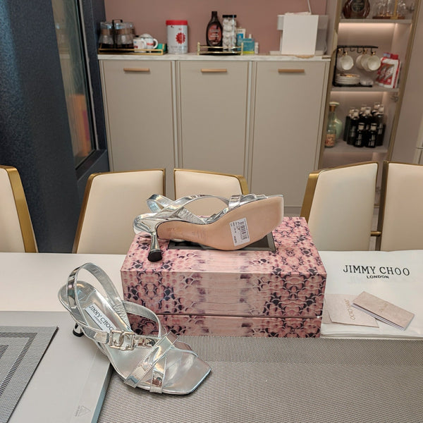 Jimmy 25 Jess Sandals Silver Patent Leather 240100