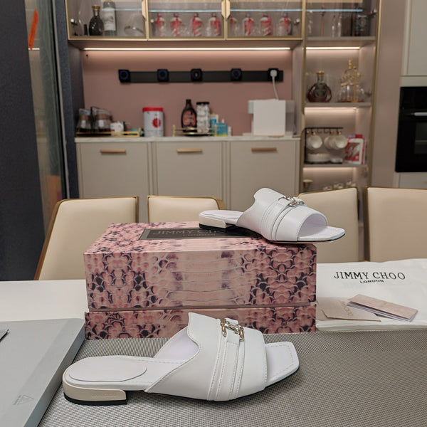 Jimmy 25 Slippers White Nappa Leather 240102