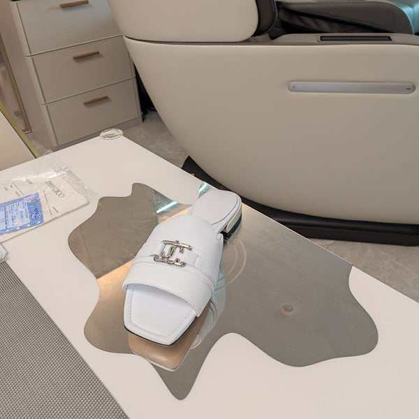 Jimmy 25 Slippers White Nappa Leather 240102