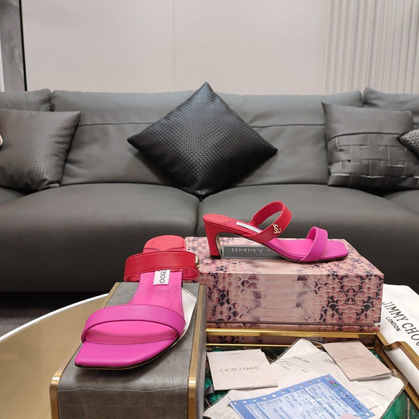Jimmy 25 Kyda Nappa Sandals 55MM Fuchsia and Pink Leather 240108