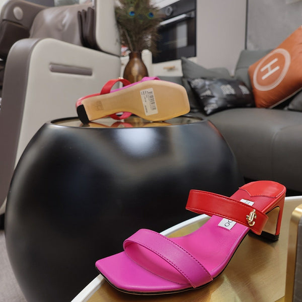 Jimmy 25 Kyda Nappa Sandals 55MM Fuchsia and Pink Leather 240108