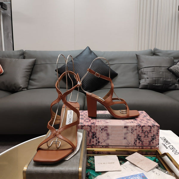 Jimmy 25 Azie Colorblock Sandal 11CM Brown Calfskin 240110