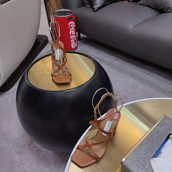 Jimmy 25 Azie Colorblock Sandal 11CM Brown Calfskin 240110