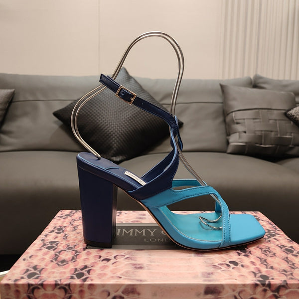Jimmy 25 Azie Colorblock Sandal 11CM NCS Blue Calfskin 240111