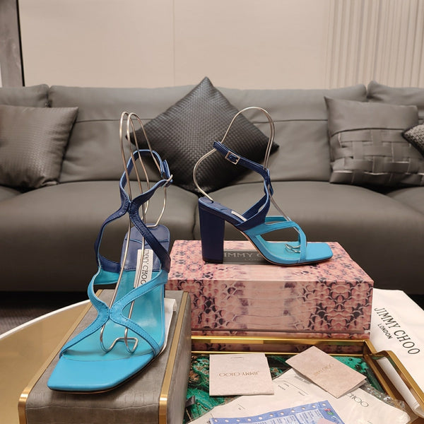 Jimmy 25 Azie Colorblock Sandal 11CM NCS Blue Calfskin 240111