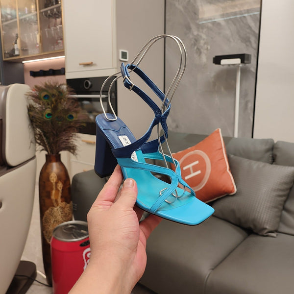 Jimmy 25 Azie Colorblock Sandal 11CM NCS Blue Calfskin 240111