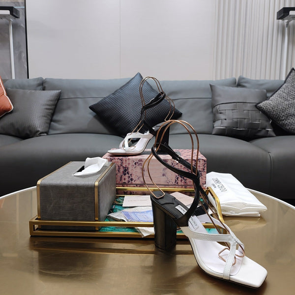 Jimmy 25 Azie Colorblock Sandal 11CM White mix Black Calfskin 240112