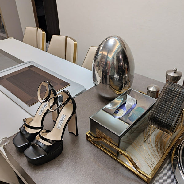 Jimmy 25 Platform Sandal Heels Black Nappa Cowhide 240009