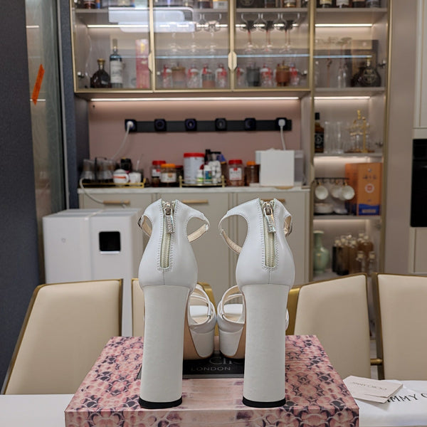 Jimmy 25 Platform Sandal Heels White Nappa Cowhide 240007