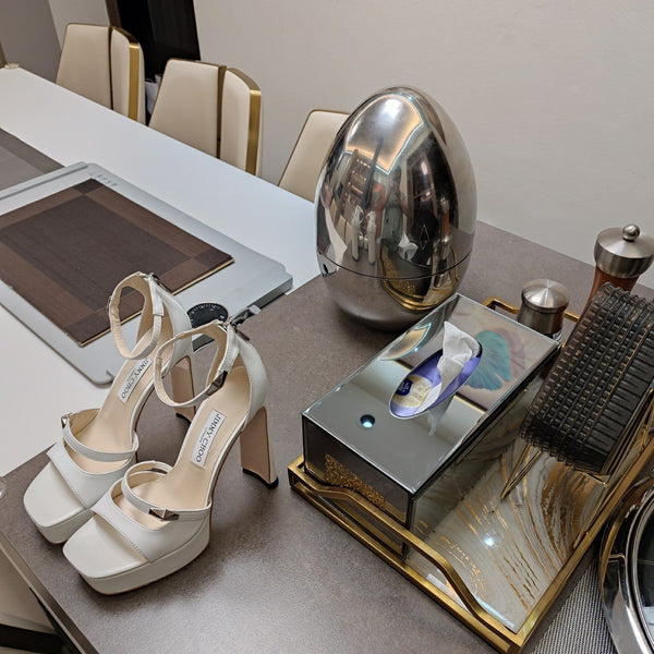 Jimmy 25 Platform Sandal Heels White Nappa Cowhide 240007