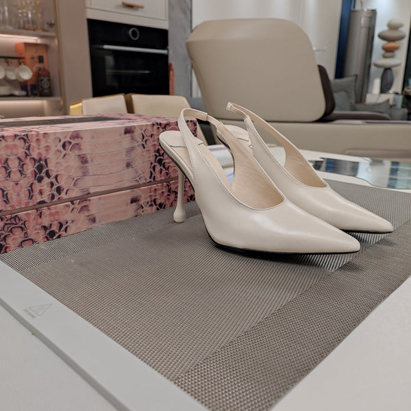 Jimmy 25 Slingback Pump Heels in pelle nappa bianca 240027
