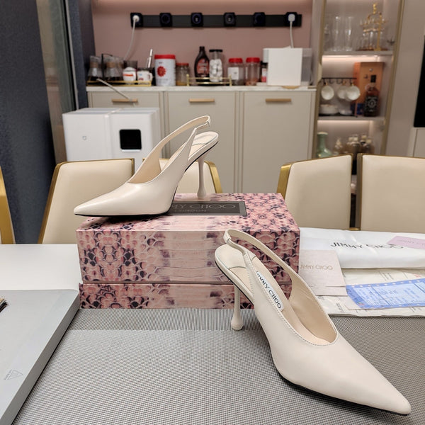 Jimmy 25 Slingback Pump Heels in pelle nappa bianca 240027