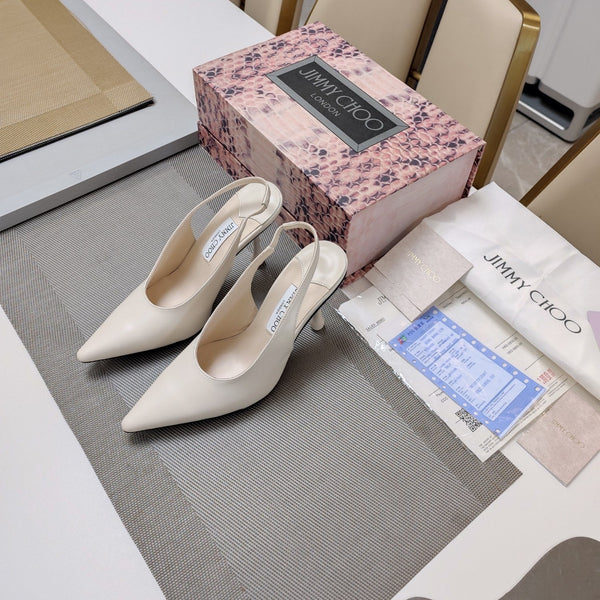 Jimmy 25 Slingback Pump Heels in pelle nappa bianca 240027