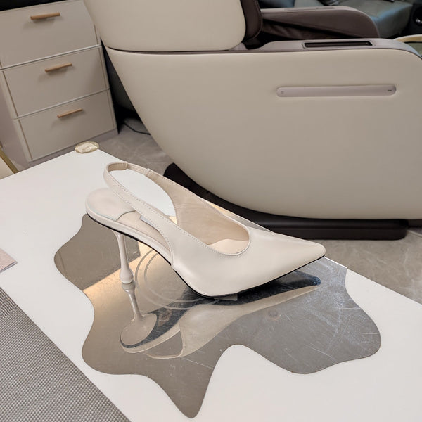 Jimmy 25 Slingback Pump Heels in pelle nappa bianca 240027