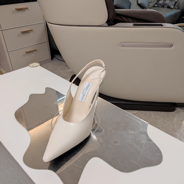 Jimmy 25 Slingback Pump Heels in pelle nappa bianca 240027