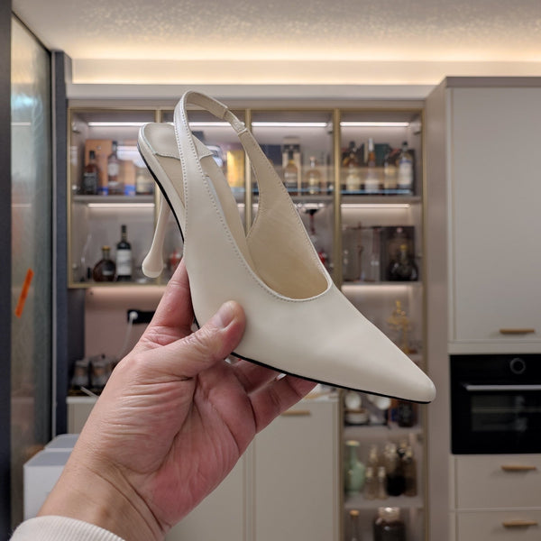 Jimmy 25 Slingback Pump Heels in pelle nappa bianca 240027