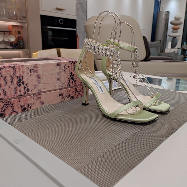 Jimmy 25 Verity Sandal 70 Nyanza Green Silk 240032