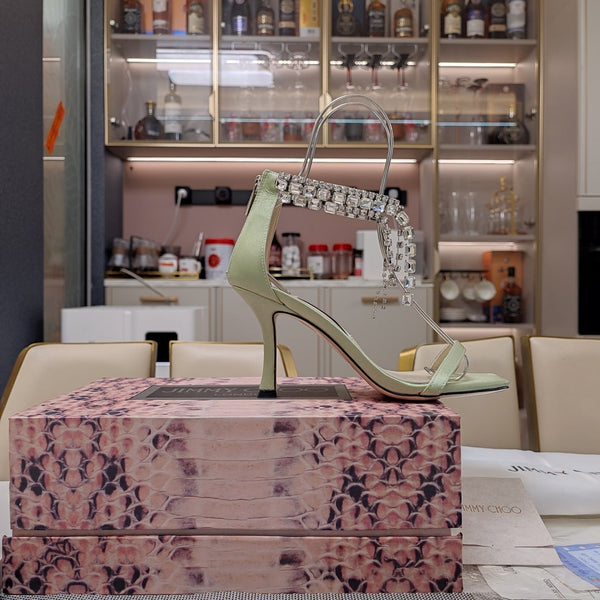 Jimmy 25 Verity Sandal 70 Nyanza Green Silk 240032