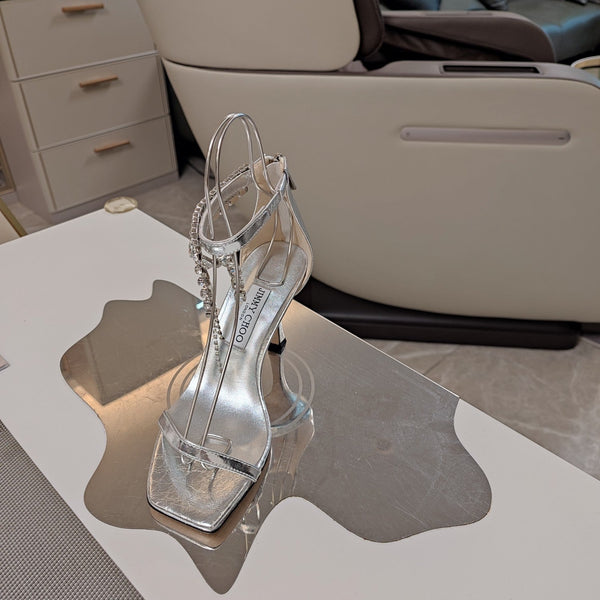 Jimmy 25 Verity Sandal 70 Silver Cracked Cowhide 240033