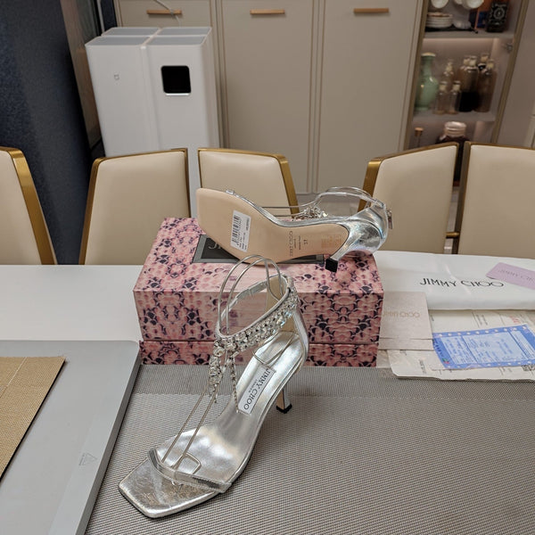 Jimmy 25 Verity Sandal 70 Silver Cracked Cowhide 240033