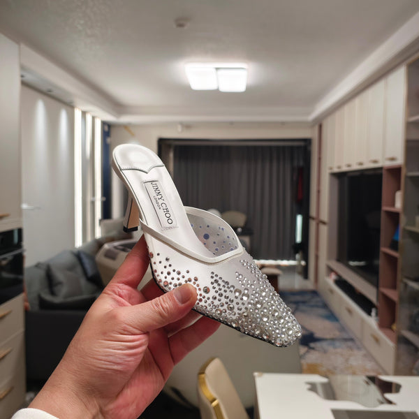 Jimmy 25 Vivi 100 Mule White Mesh Gauze 240052