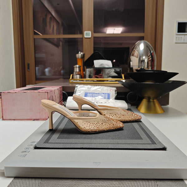 Jimmy 25 Vivi 100 Mule Cream Mesh Gauze 240053