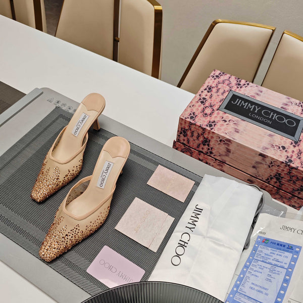 Jimmy 25 Vivi 100 Mule Cream Mesh Gauze 240053