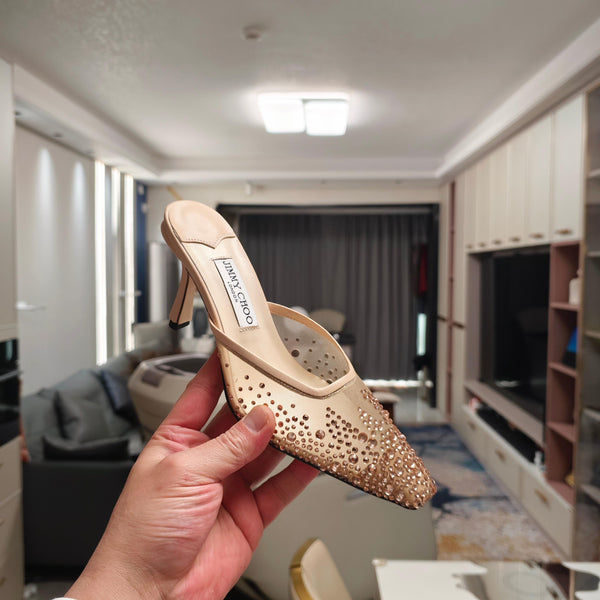 Jimmy 25 Vivi 100 Mule Cream Mesh Gauze 240053