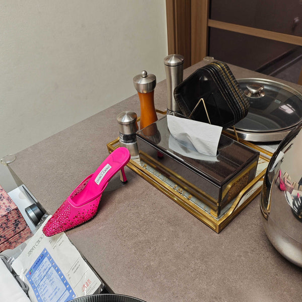 Jimmy 25 Vivi 100 Mule Deep Pink Mesh Gauze 240054