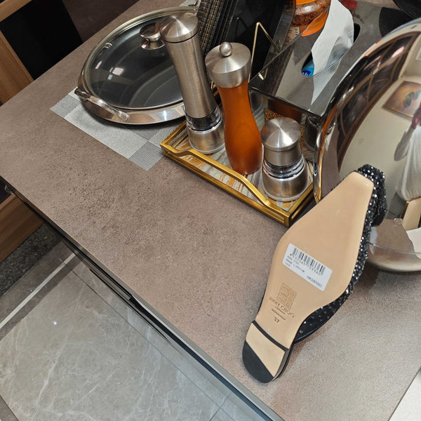 Jimmy 25 Mule Flats Black Mesh Gauze 240055