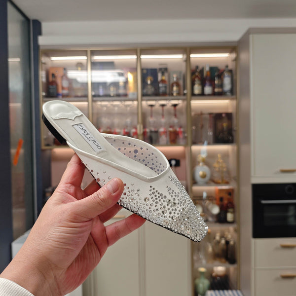 Jimmy 25 Mule Flats White Mesh Gauze 240056