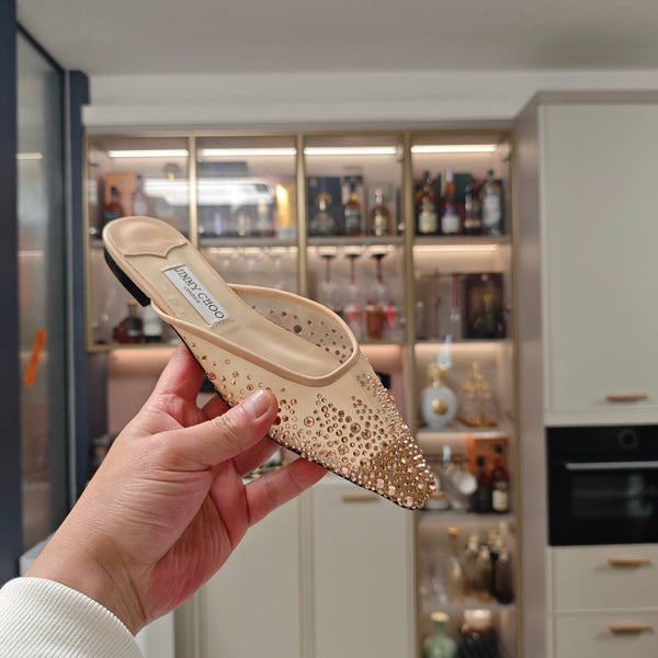 Jimmy 25 Mule Flats Cream Mesh Gauze 240058