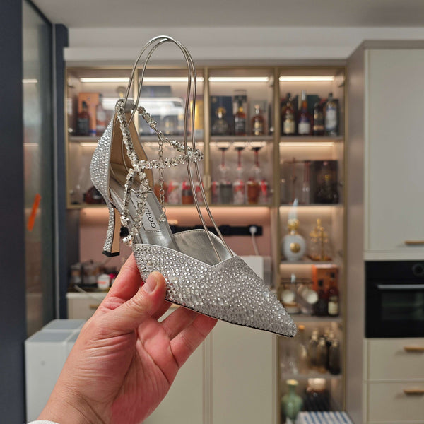 Jimmy 25 Stevie 80 Pumps Silver Satin 240059