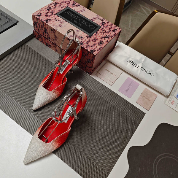 Jimmy 25 Stevie 80 Pumps Red mix White Satin 240061