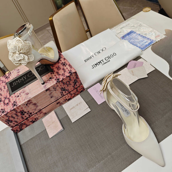 JC Marja Pumps 10cm White Leather 900897
