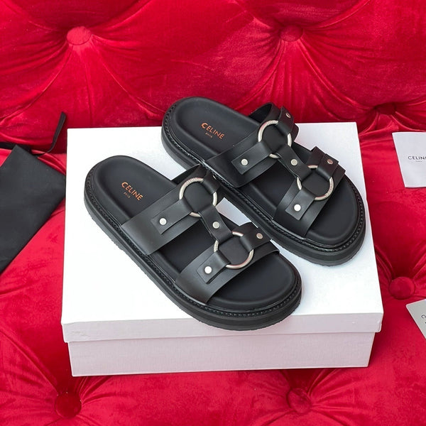 Sandalo piatto bianco nero tela