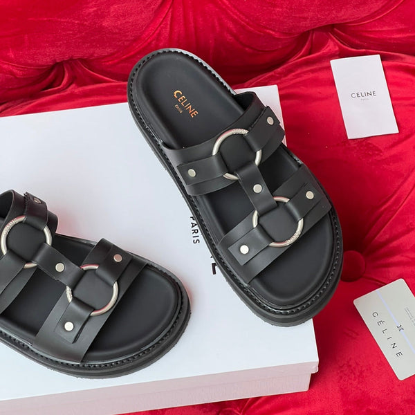 Sandalo piatto bianco nero tela