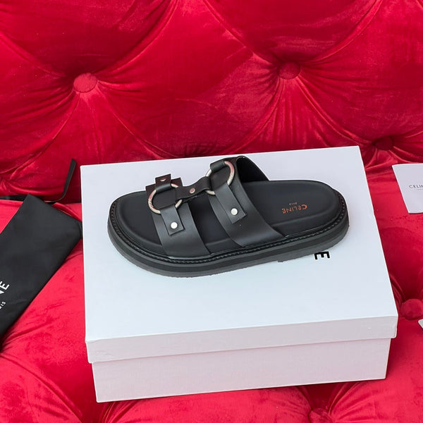 Sandalo piatto bianco nero tela