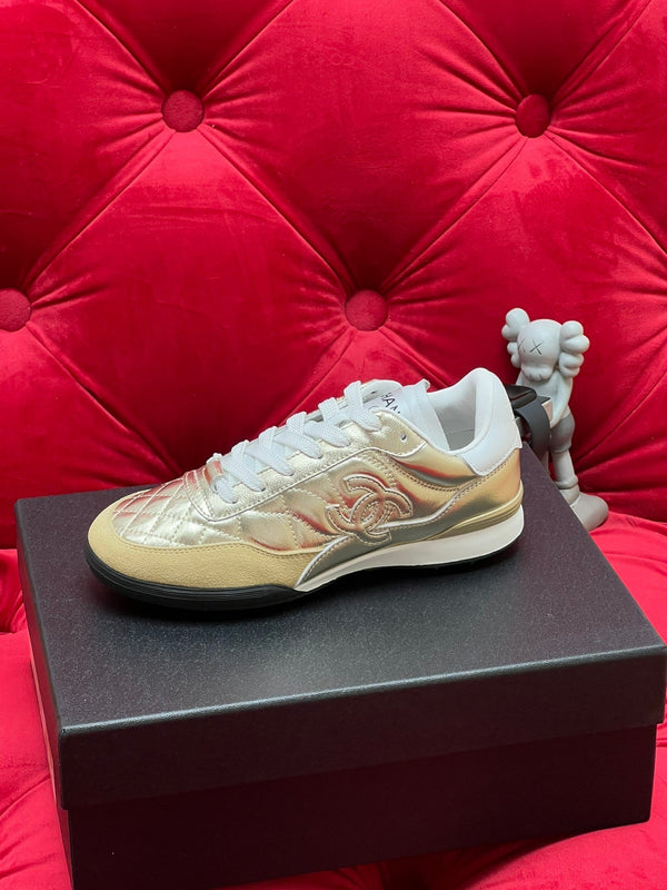 cc low sneaker gold metalic quilted calfskin