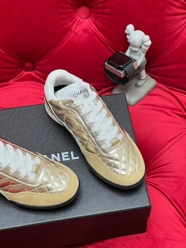 cc low sneaker gold metalic quilted calfskin