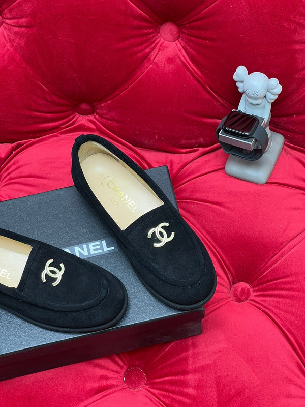 CC Moccasins Black Suede And Lambskin