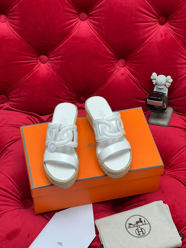 HM Lthea Espadrille White Calfskin And Jute Rope 969494